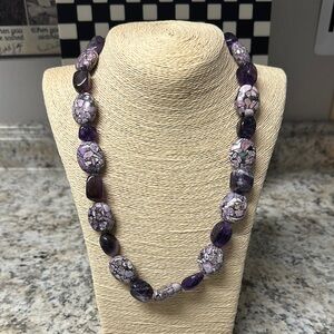 Elegant Amethyst and Stone Beaded Necklace